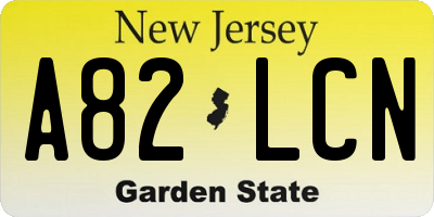 NJ license plate A82LCN