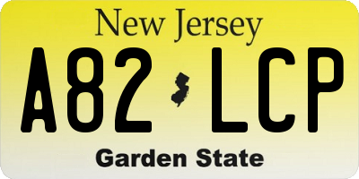 NJ license plate A82LCP