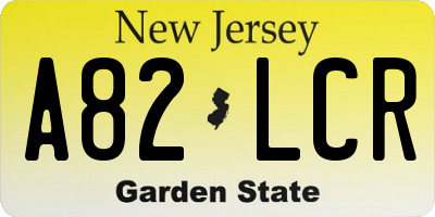 NJ license plate A82LCR