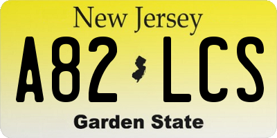 NJ license plate A82LCS