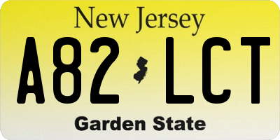 NJ license plate A82LCT