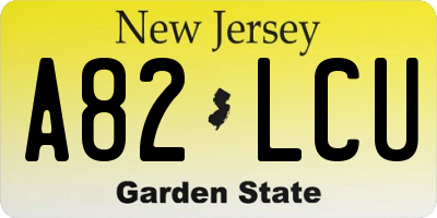 NJ license plate A82LCU