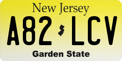NJ license plate A82LCV