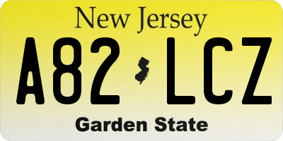 NJ license plate A82LCZ