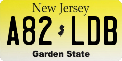 NJ license plate A82LDB