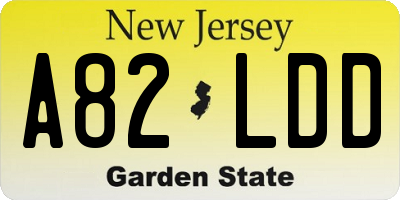 NJ license plate A82LDD