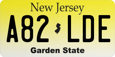 NJ license plate A82LDE