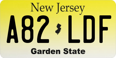 NJ license plate A82LDF