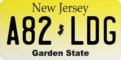 NJ license plate A82LDG