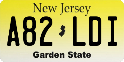 NJ license plate A82LDI