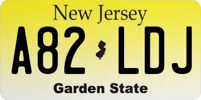 NJ license plate A82LDJ