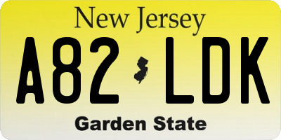 NJ license plate A82LDK