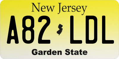 NJ license plate A82LDL