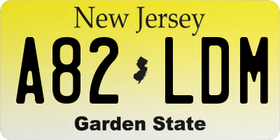 NJ license plate A82LDM