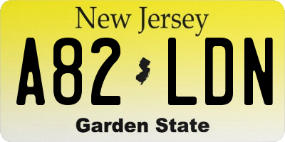 NJ license plate A82LDN