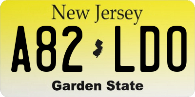 NJ license plate A82LDO
