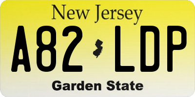 NJ license plate A82LDP