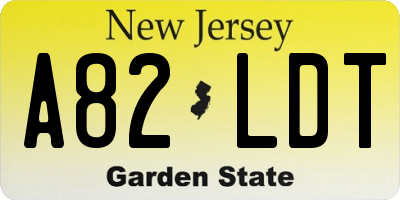 NJ license plate A82LDT