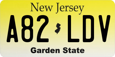 NJ license plate A82LDV