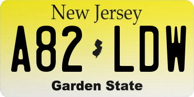 NJ license plate A82LDW