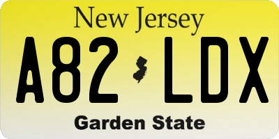 NJ license plate A82LDX