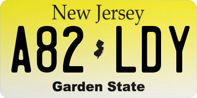 NJ license plate A82LDY