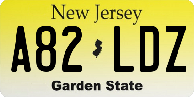 NJ license plate A82LDZ