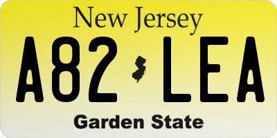 NJ license plate A82LEA