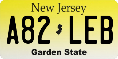 NJ license plate A82LEB