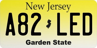 NJ license plate A82LED