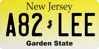 NJ license plate A82LEE
