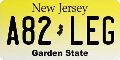 NJ license plate A82LEG