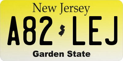 NJ license plate A82LEJ