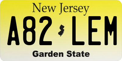 NJ license plate A82LEM