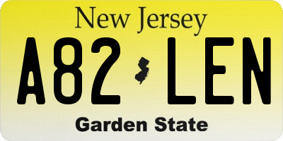NJ license plate A82LEN