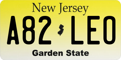 NJ license plate A82LEO