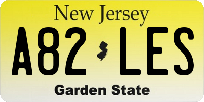 NJ license plate A82LES