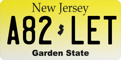 NJ license plate A82LET