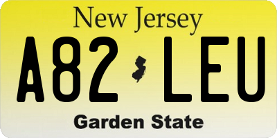 NJ license plate A82LEU