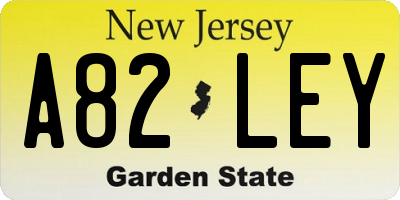 NJ license plate A82LEY