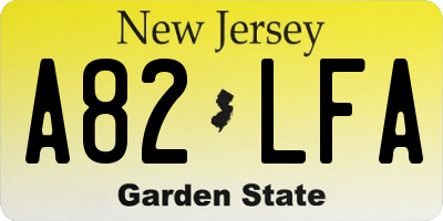 NJ license plate A82LFA