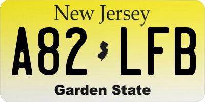 NJ license plate A82LFB