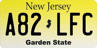 NJ license plate A82LFC