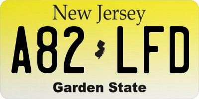 NJ license plate A82LFD