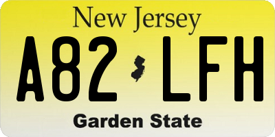 NJ license plate A82LFH