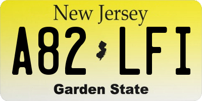 NJ license plate A82LFI