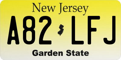 NJ license plate A82LFJ