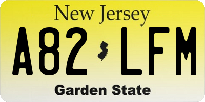 NJ license plate A82LFM