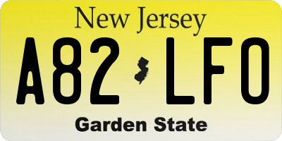 NJ license plate A82LFO