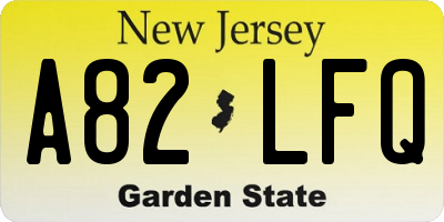 NJ license plate A82LFQ